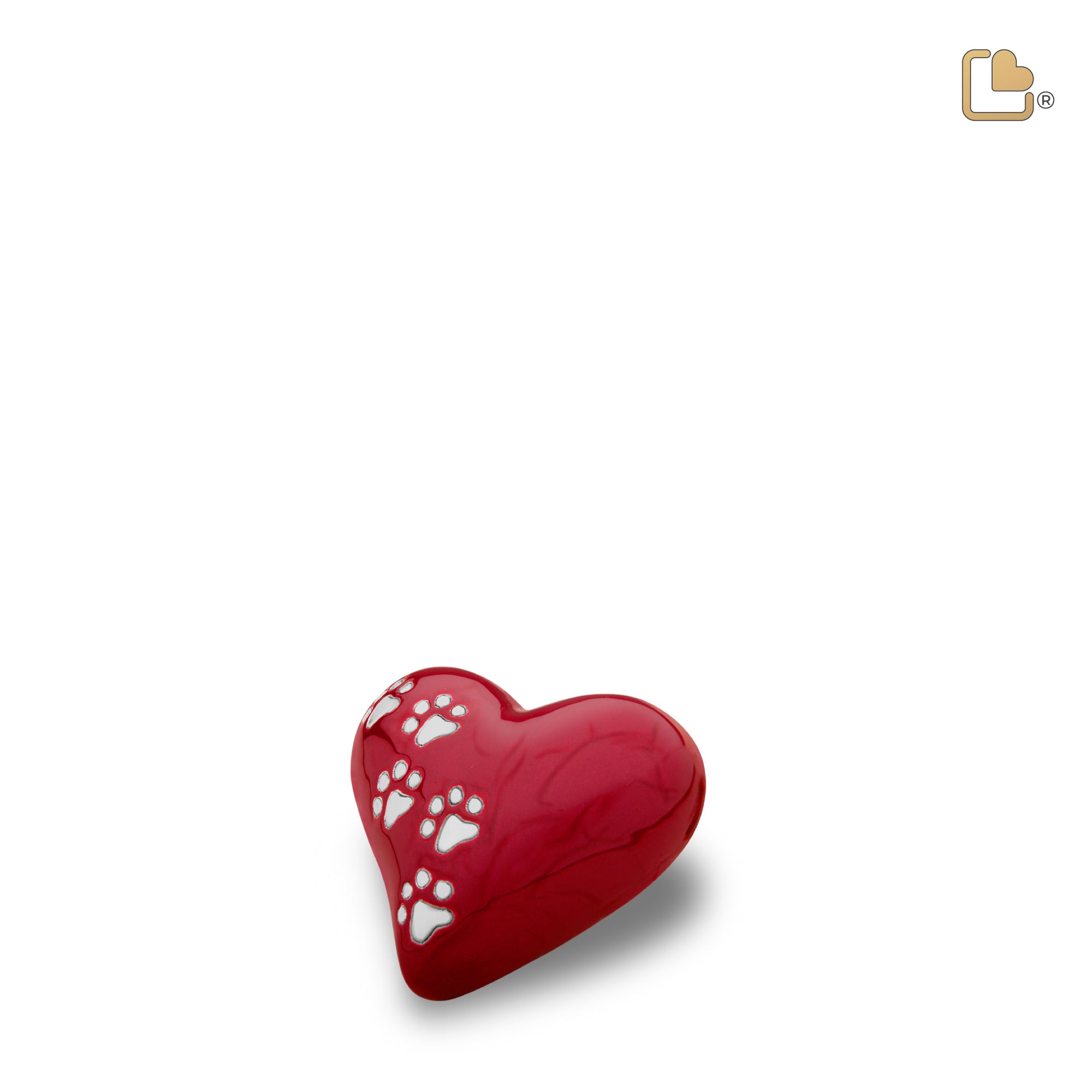P637K   Keepsake Heart Pet Urn Pearl Red & Bru Pewter
