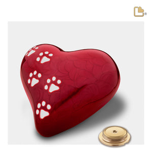 P637L   Large Heart Pet Urn Pearl Red & Bru Pewter