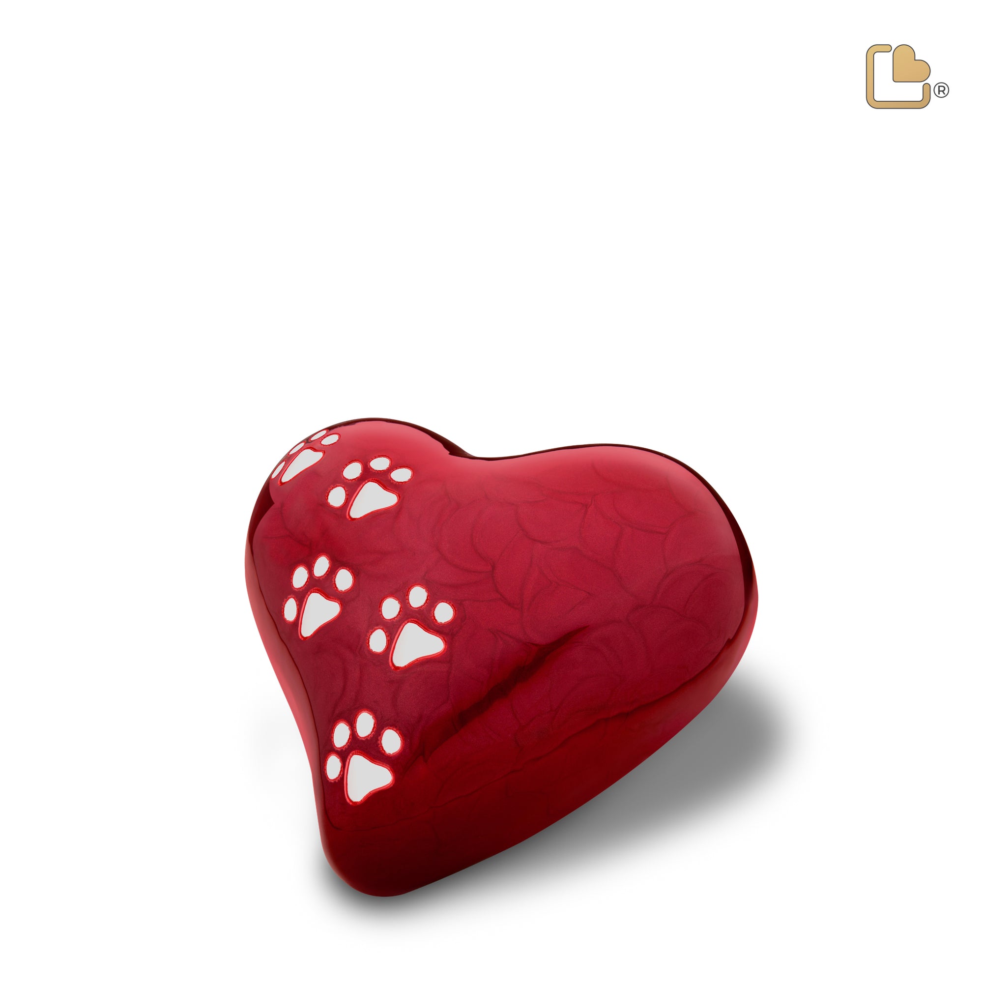 P637M   Medium Heart Pet Urn Pearl Red & Bru Pewter