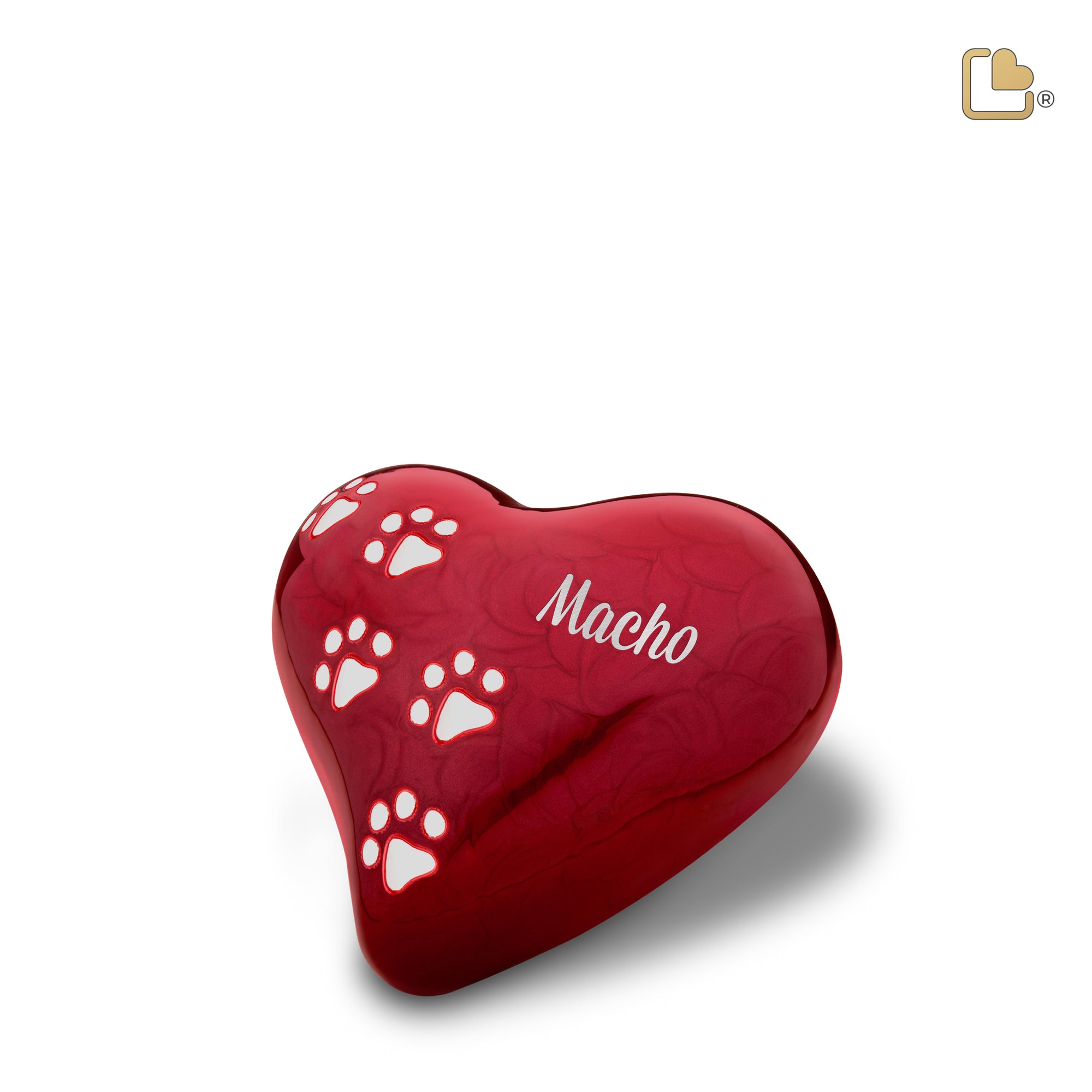 P637M   Medium Heart Pet Urn Pearl Red & Bru Pewter