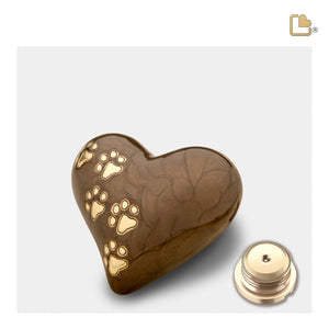 P639K   Keepsake Heart Pet Urn Pearl Bronze & Bru Gold