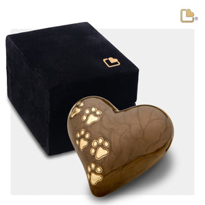 P639K   Keepsake Heart Pet Urn Pearl Bronze & Bru Gold