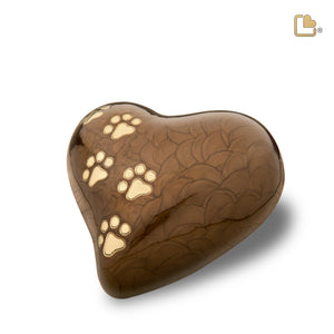 P639L   Large Heart Pet Urn Pearl Bronze & Bru Gold