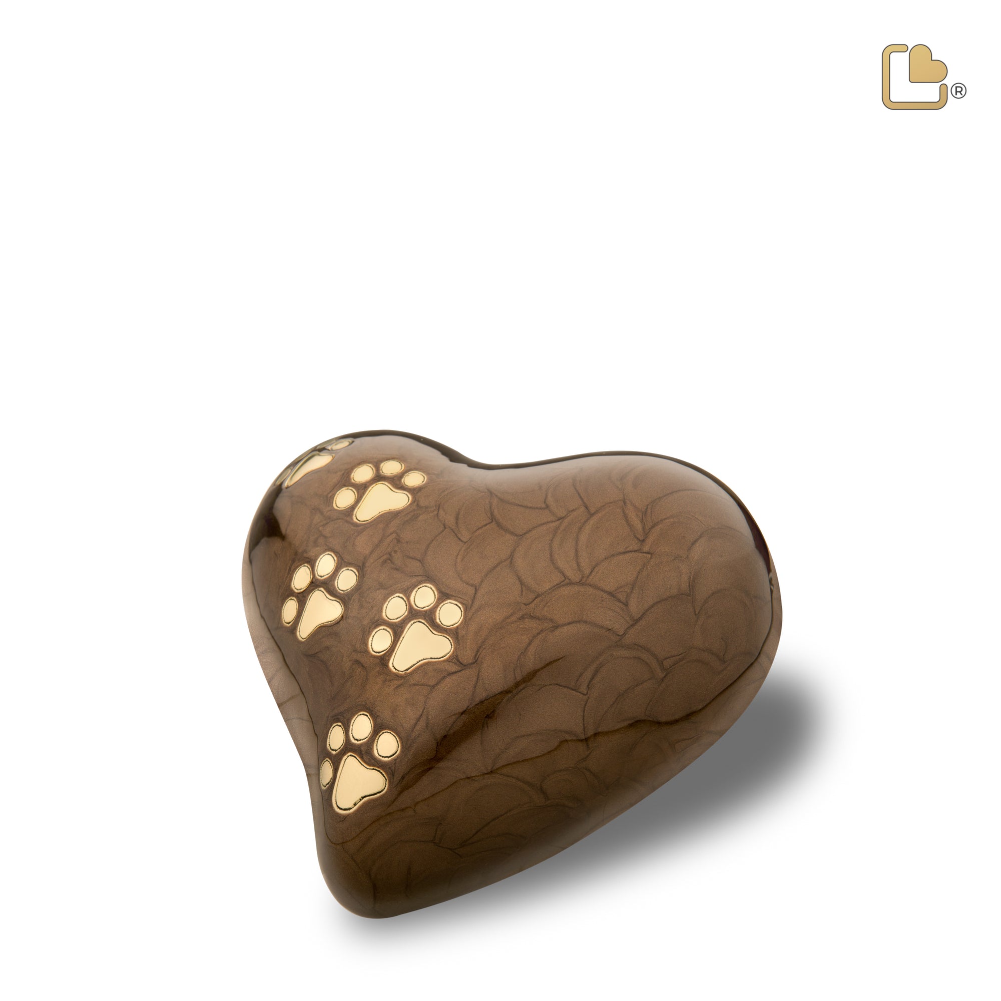 P639M   Medium Heart Pet Urn Pearl Bronze & Bru Gold