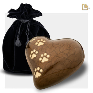 P639M   Medium Heart Pet Urn Pearl Bronze & Bru Gold