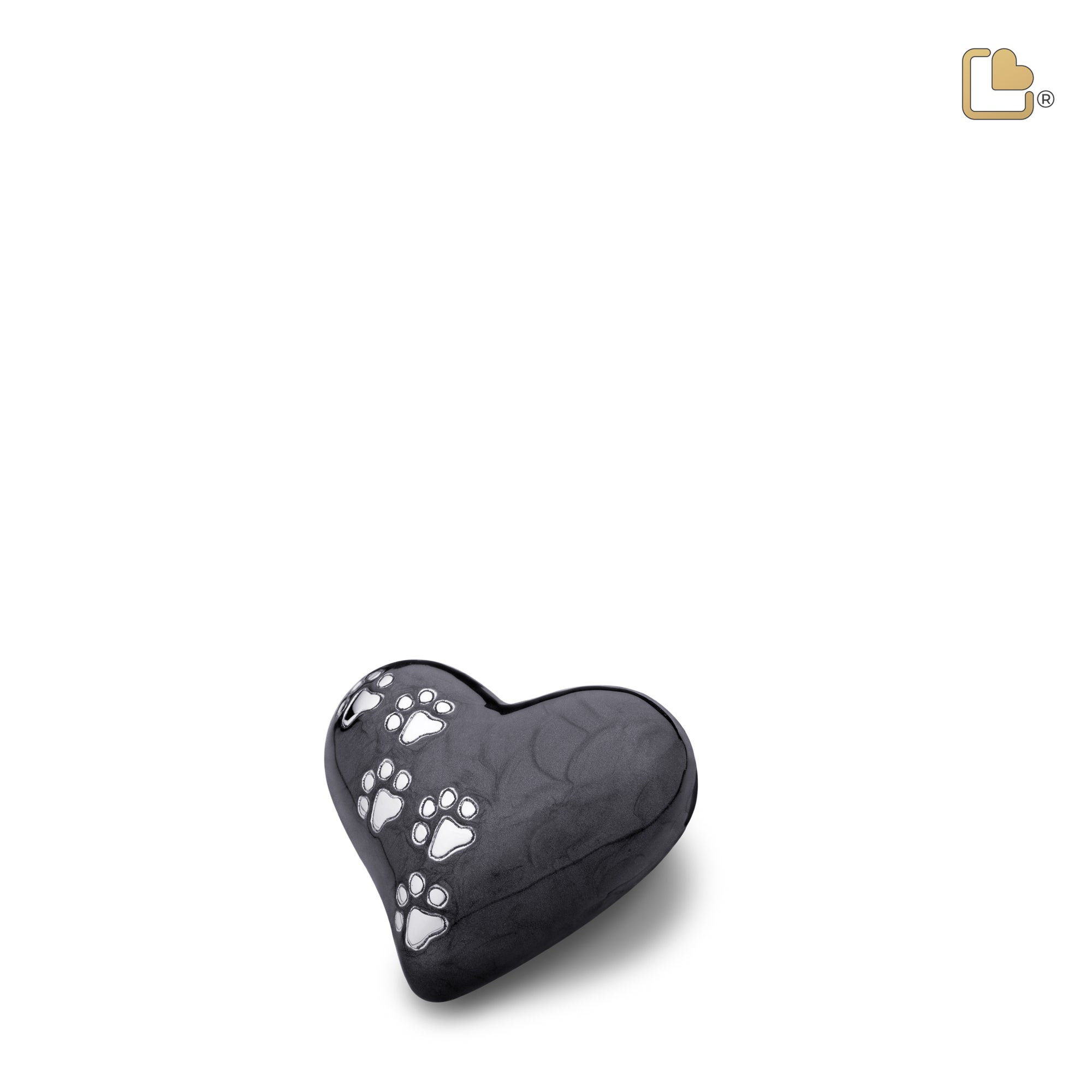 P640K   Keepsake Heart Pet Urn Pearl Midnight & Bru Pewter