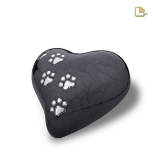 P640L   Large Heart Pet Urn Pearl Midnight & Bru Pewter