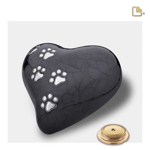 P640L   Large Heart Pet Urn Pearl Midnight & Bru Pewter