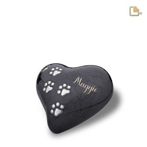 P640M   Medium Heart Pet Urn Pearl Midnight & Bru Pewter