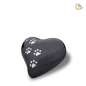 P640M   Medium Heart Pet Urn Pearl Midnight & Bru Pewter