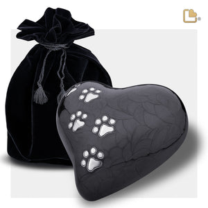 P640M   Medium Heart Pet Urn Pearl Midnight & Bru Pewter