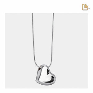 PD1000   Leaning Heart Ashes Pendant Pol & Bru Silver
