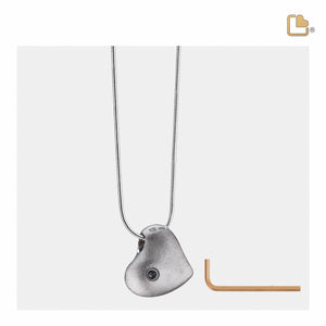 PD1000   Leaning Heart Ashes Pendant Pol & Bru Silver