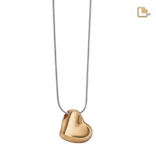 PD1001 Leaning Heart Ashes Pendant Pol & Bru Gold Vermeil