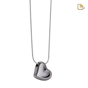 PD1002   Leaning Heart Ashes Pendant Pol & Bru Ruthenium