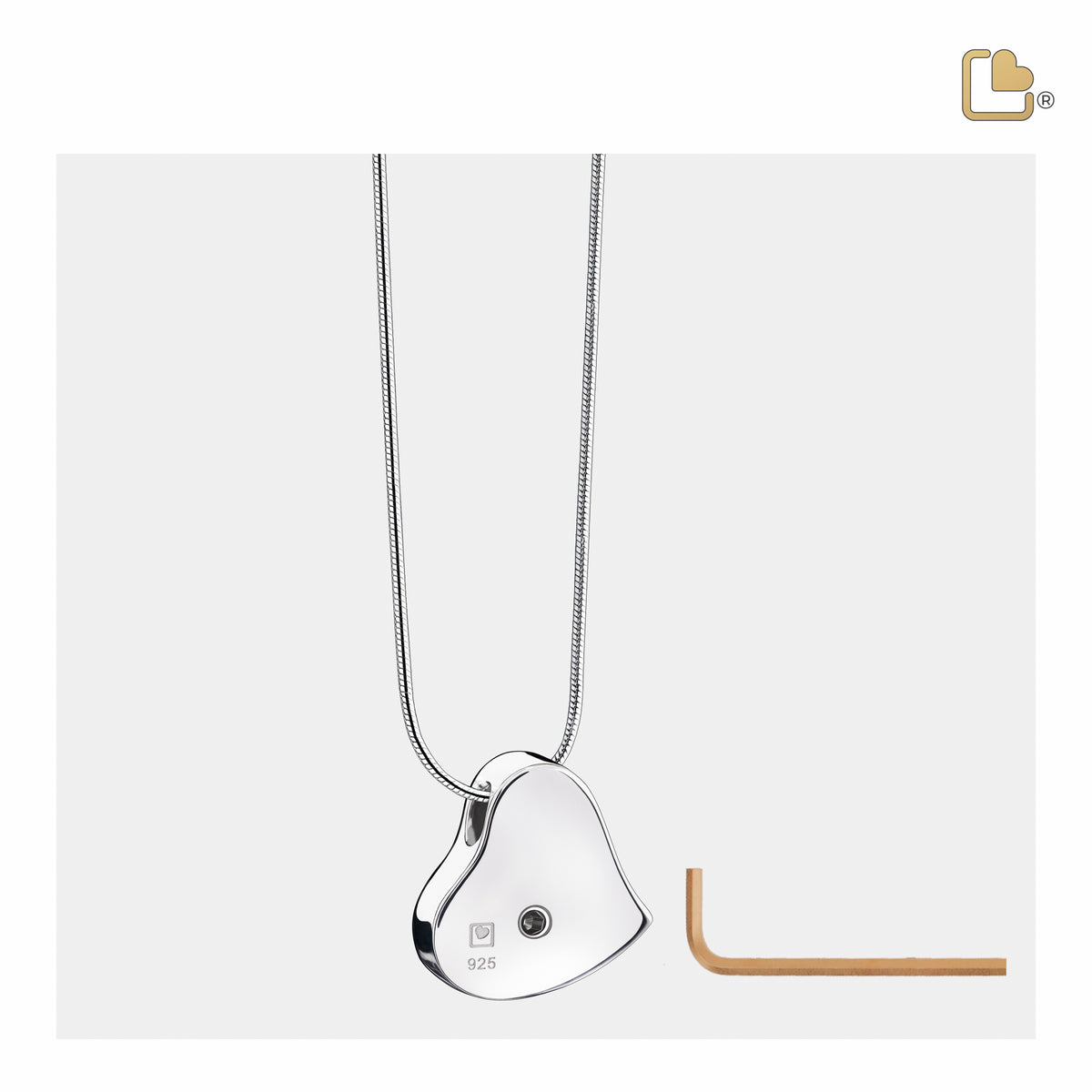 PD1003   Leaning Heart Pride Rainbow Ashes Pendant Pol Silver