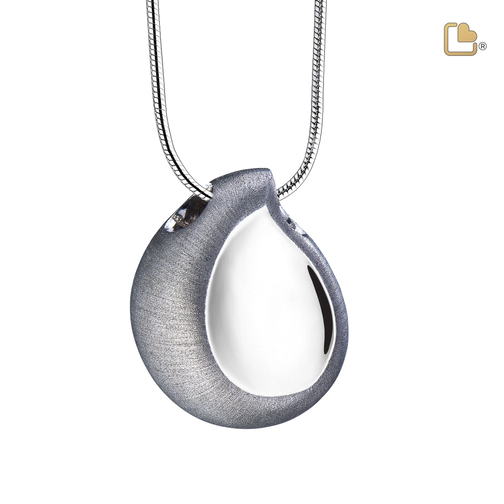 PD1020   TearDrop Ashes Pendant Pol & Bru Silver