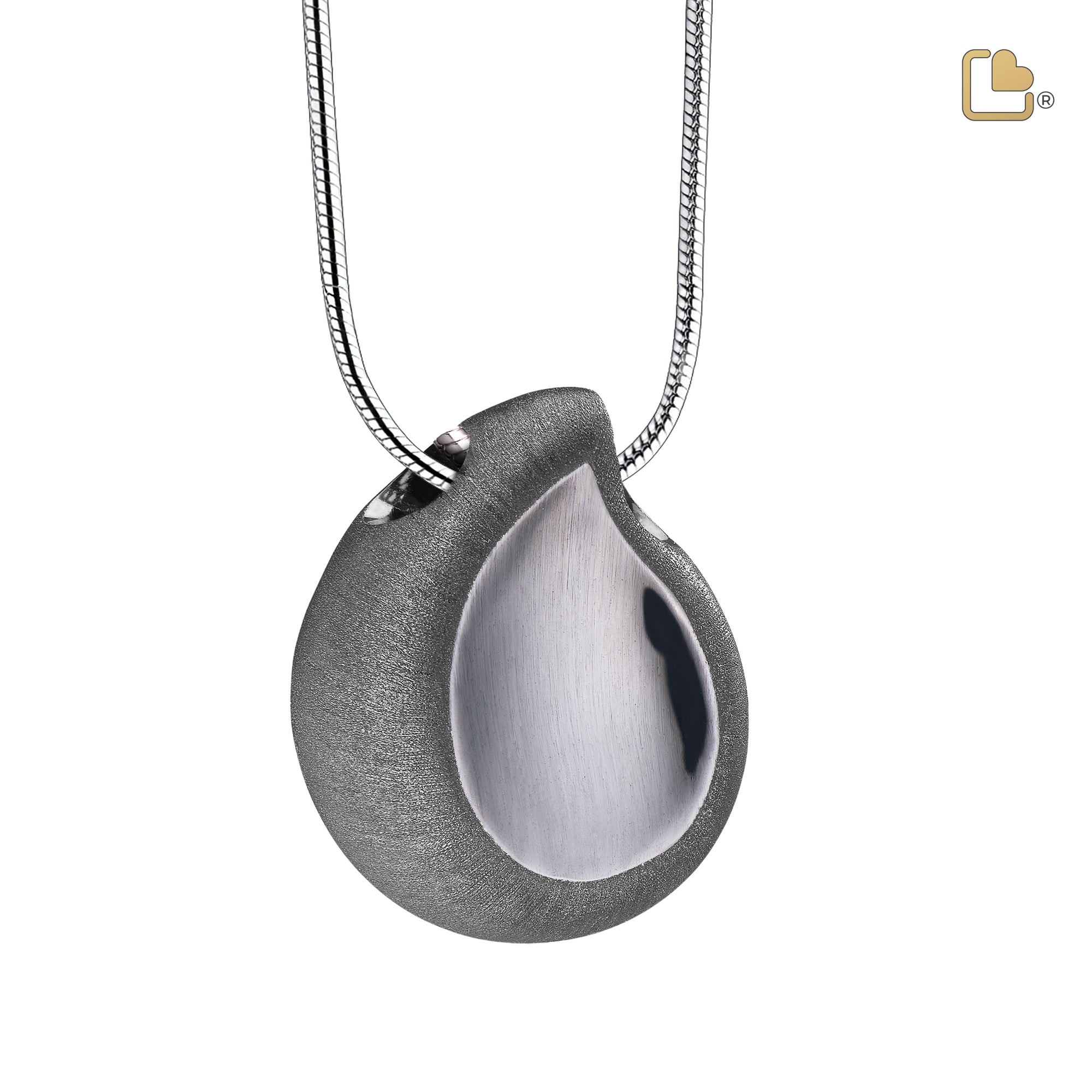 PD1023   TearDrop Ashes Pendant Pol & Bru Ruthenium