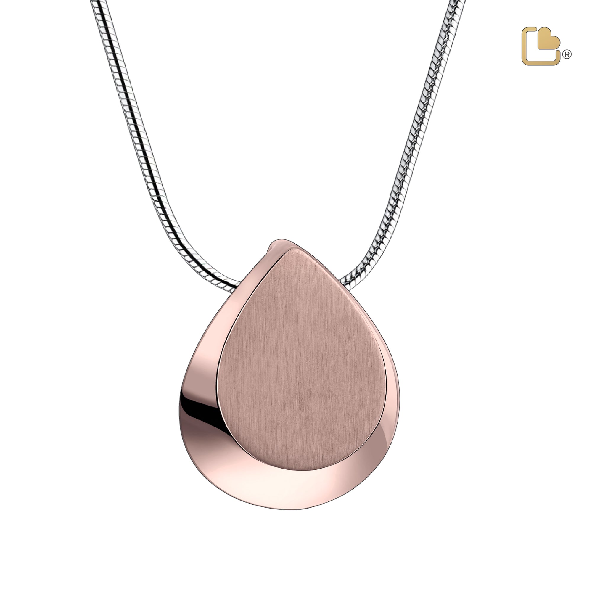 PD1026   Drop Ashes Pendant Pol & Bru Rose Gold Vermeil