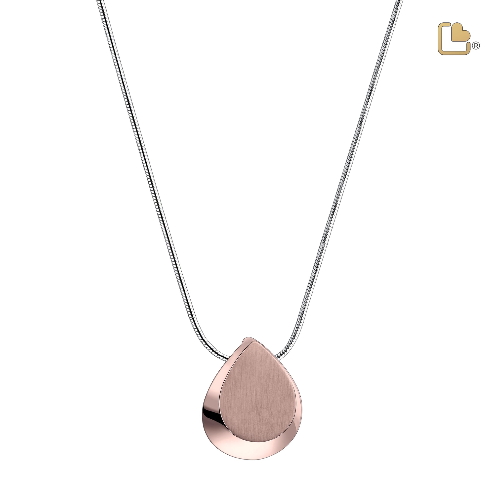 PD1026   Drop Ashes Pendant Pol & Bru Rose Gold Vermeil