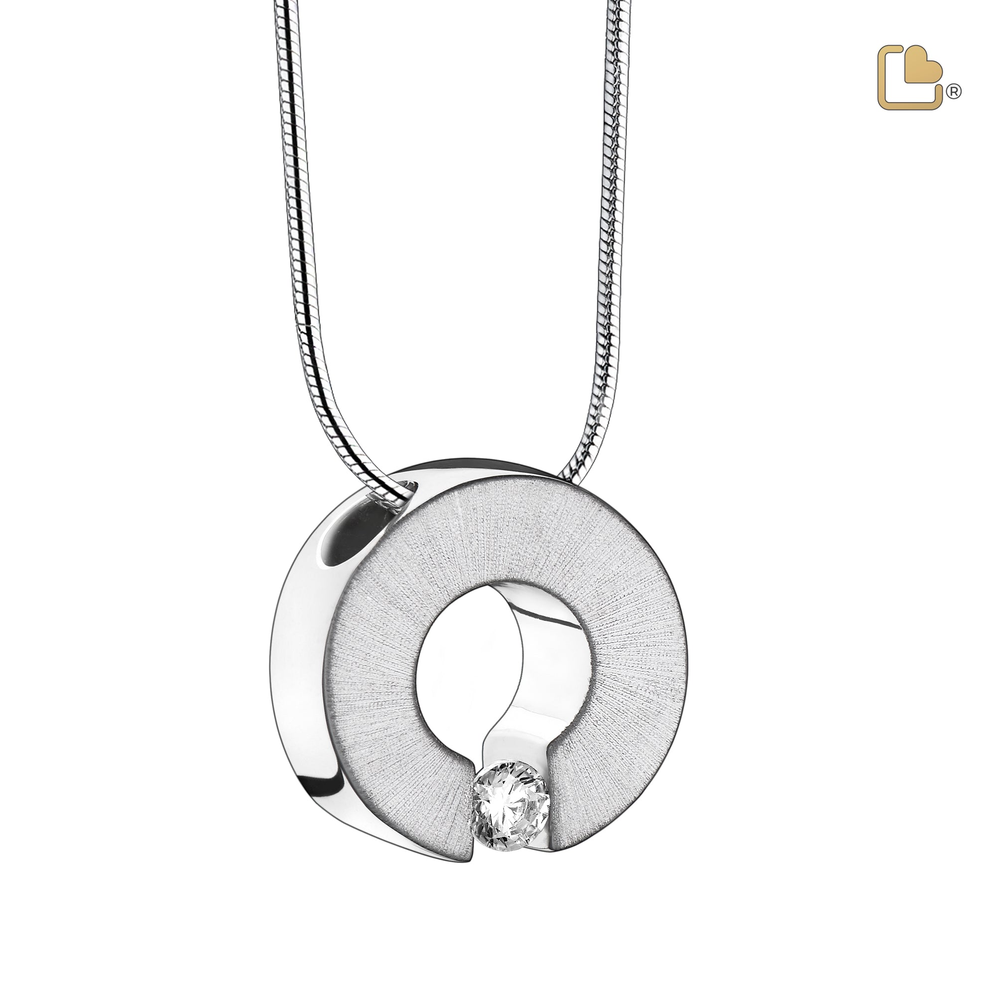 PD1040   Omega Ashes Pendant Pol & Bru Silver w/Zirconia