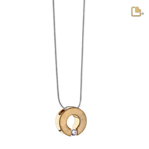 PD1041   Omega Ashes Pendant Pol & Bru Gold Vermeil w/Zirconia