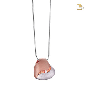 PD1051   HeartFelt Ashes Pendant Bru Silver & Rose Gold Vermeil w/Zirconia