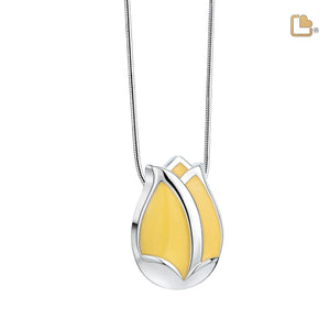 PD1072   Tulip Ashes Pendant Pearl Yellow & Pol Silver