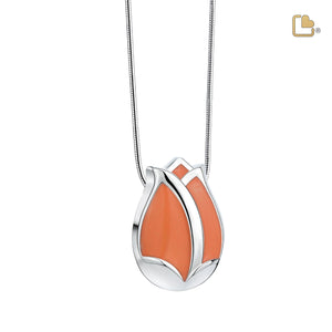 PD1073   Tulip Ashes Pendant Pearl Orange & Pol Silver