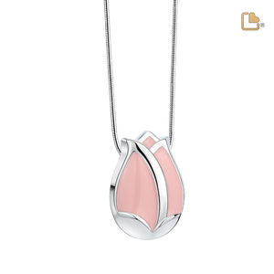 PD1075   Tulip Ashes Pendant Pearl Pink & Pol Silver