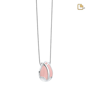 PD1075   Tulip Ashes Pendant Pearl Pink & Pol Silver