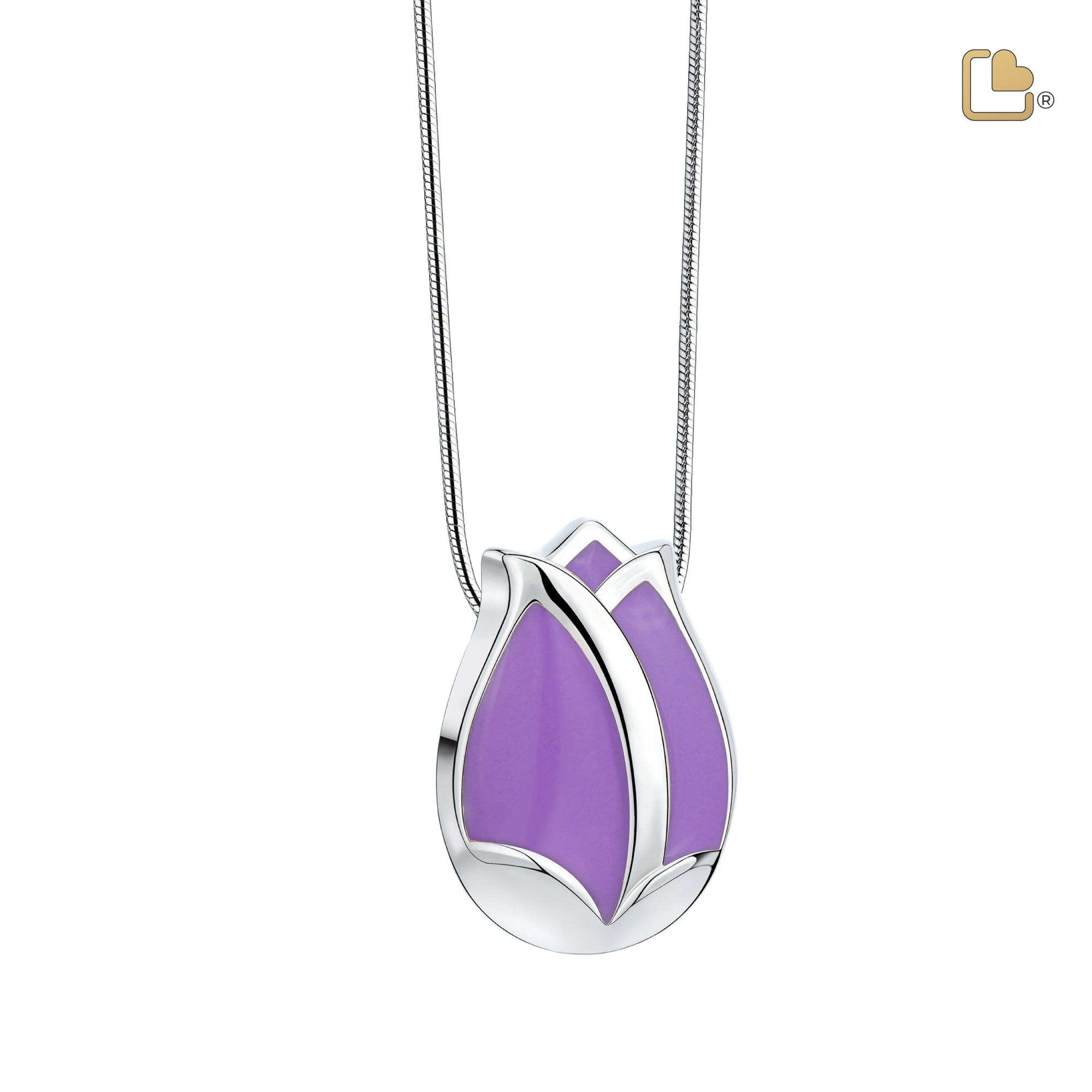 PD1076   Tulip Ashes Pendant Pearl Purple & Pol Silver