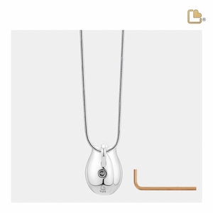 PD1077   Tulip Ashes Pendant Pearl White & Pol Silver