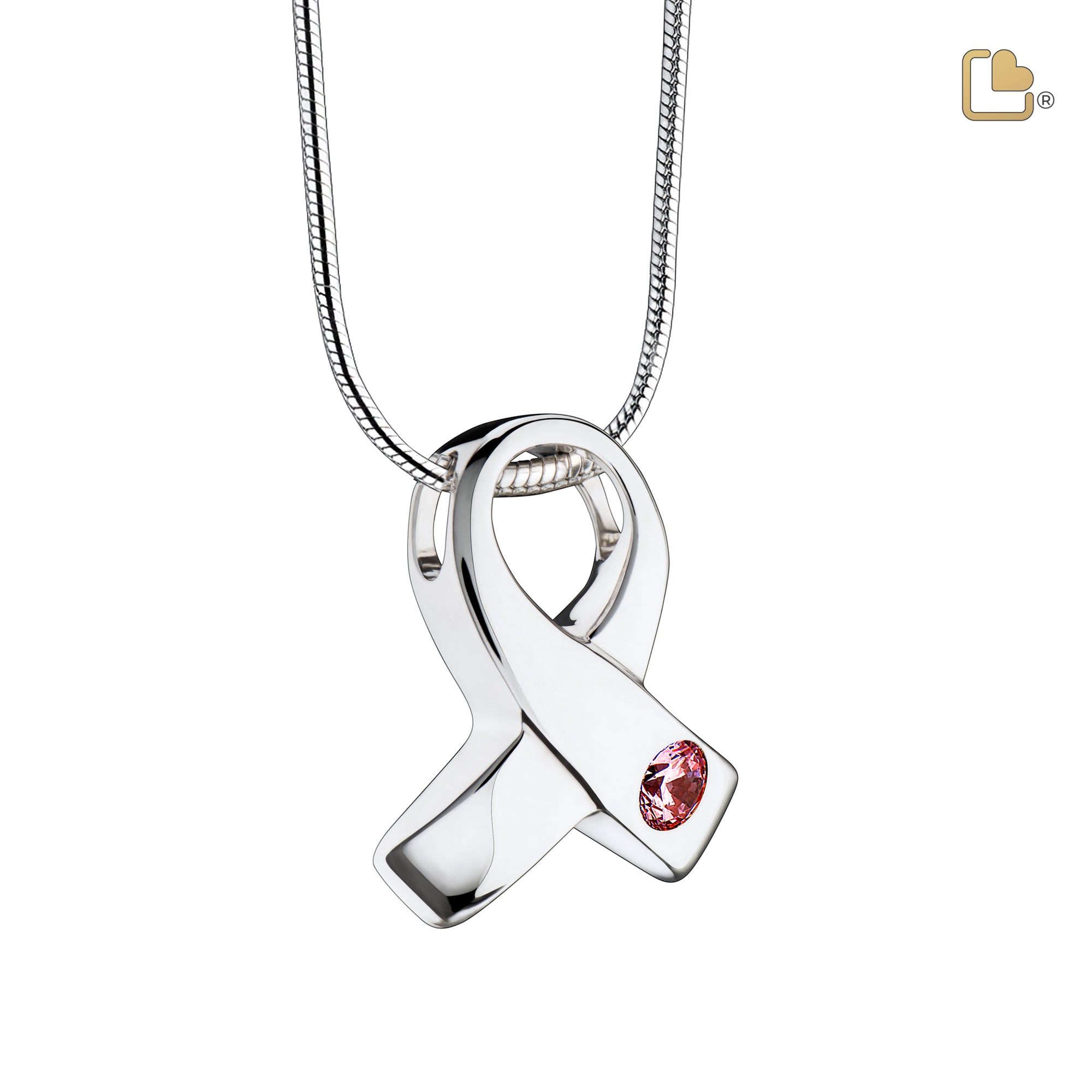 PD1100   Awareness Ashes Pendant Pink & Pol Silver w/Zirconia