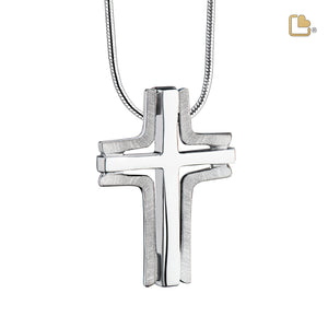 PD1130   Cross Elegant Ashes Pendant Bru Silver