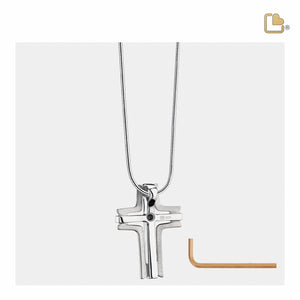 PD1130   Cross Elegant Ashes Pendant Bru Silver