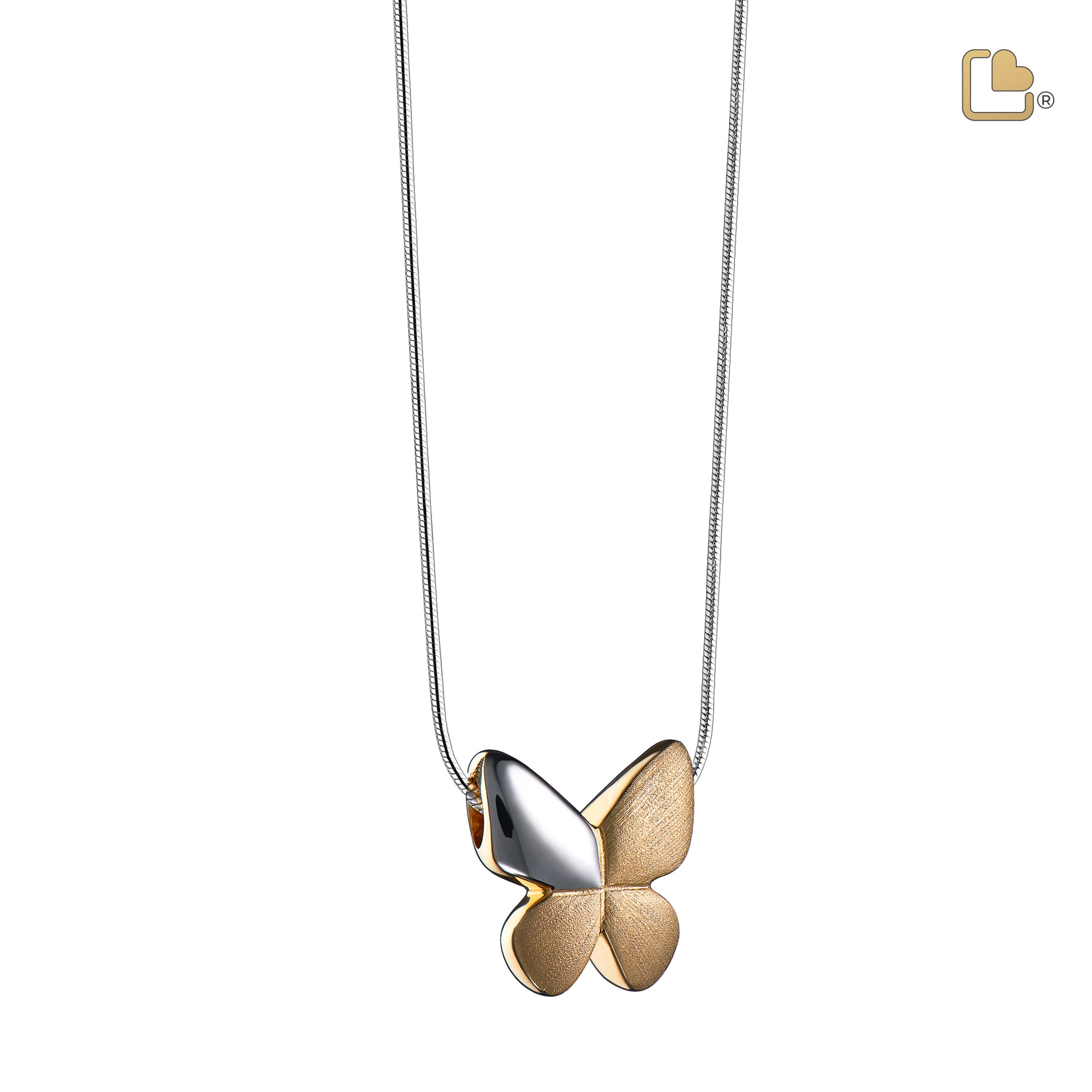 PD1160   Butterfly Ashes Pendant Bru Silver & Gold Vermeil