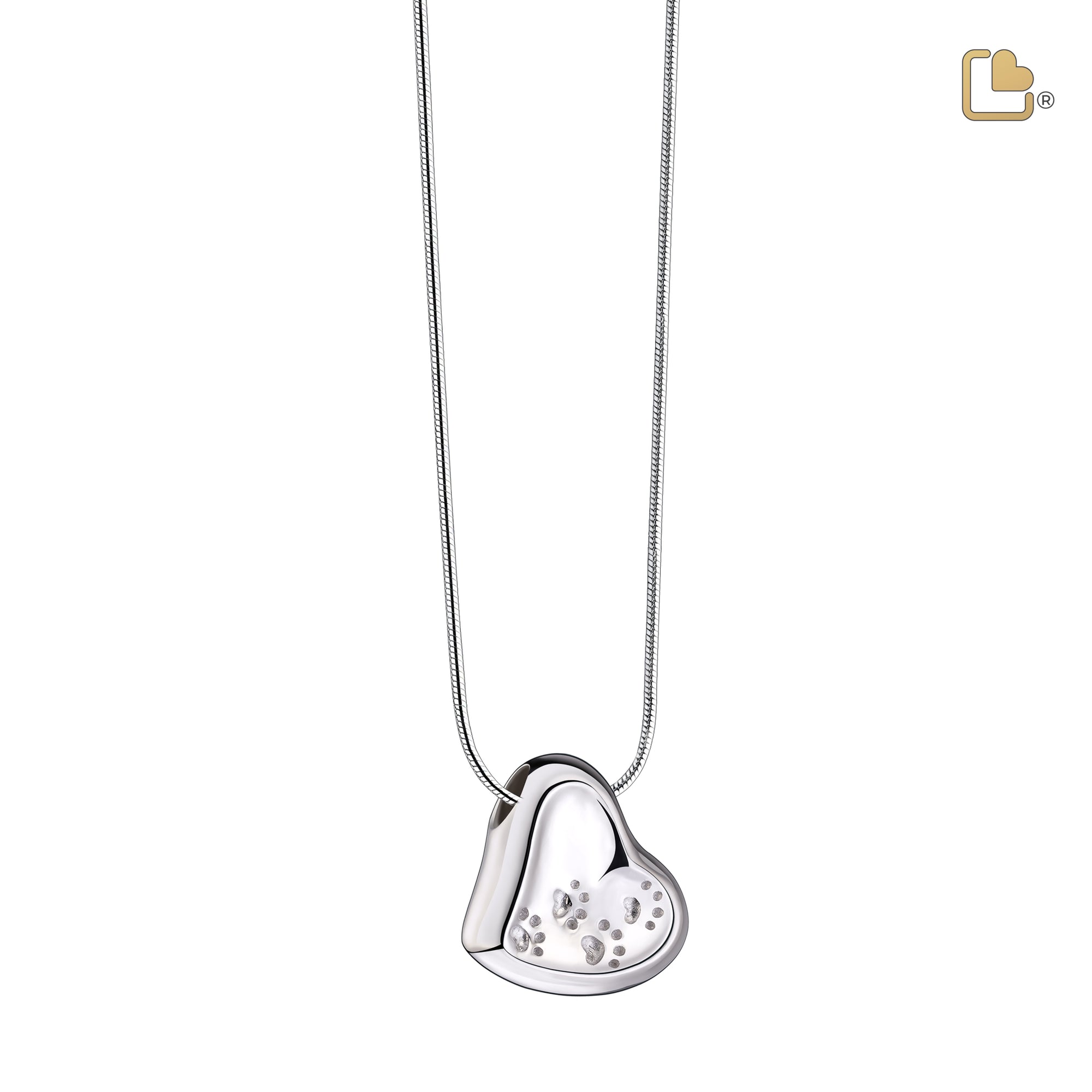 PD1170   Leaning Heart with Paws Ashes Pendant Pol Silver