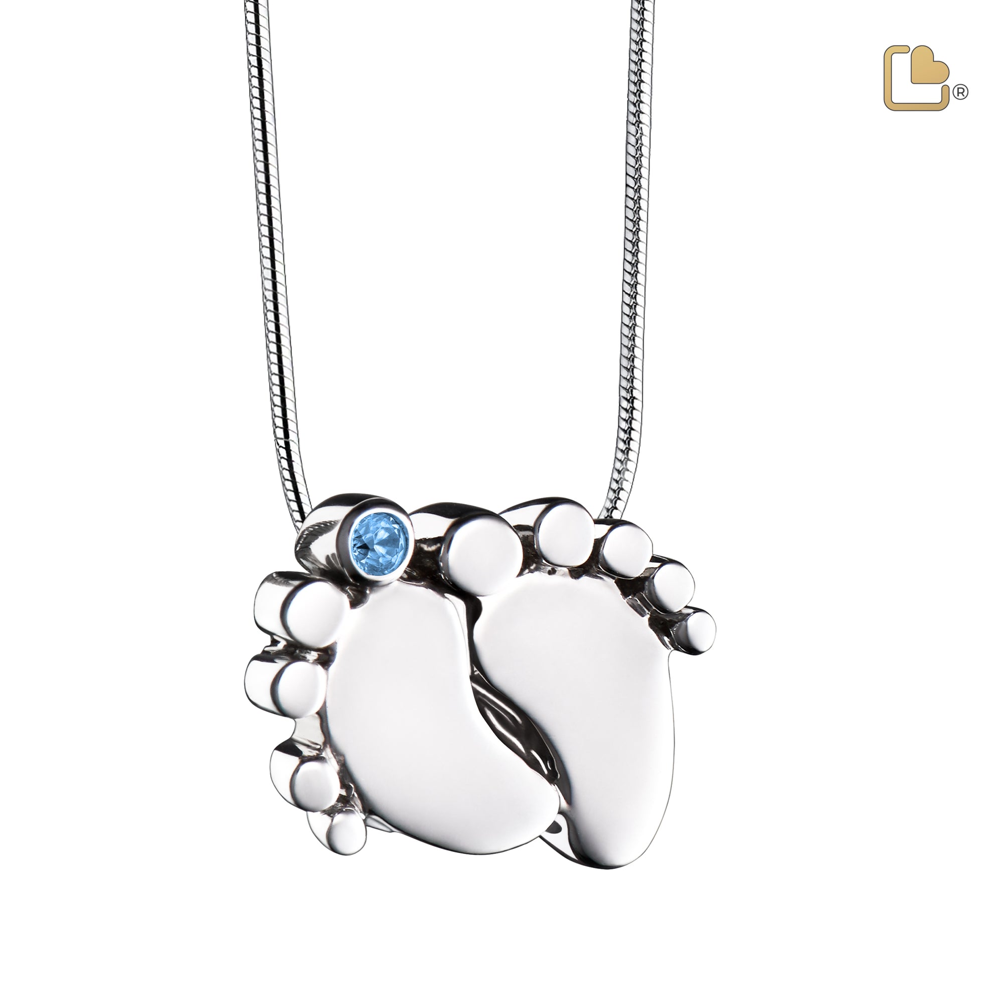 PD1181   BabyFeet Ashes Pendant Blue & Pol Silver w/Zirconia