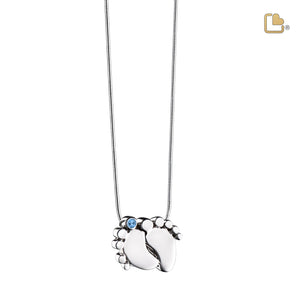 PD1181   BabyFeet Ashes Pendant Blue & Pol Silver w/Zirconia