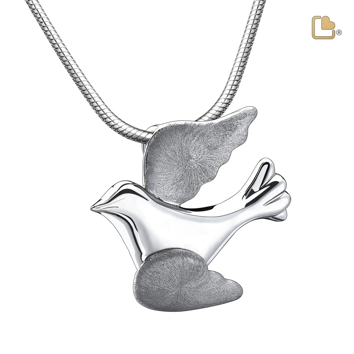 PD1190   FlyingDove Ashes Pendant Pol &amp; Bru Silver