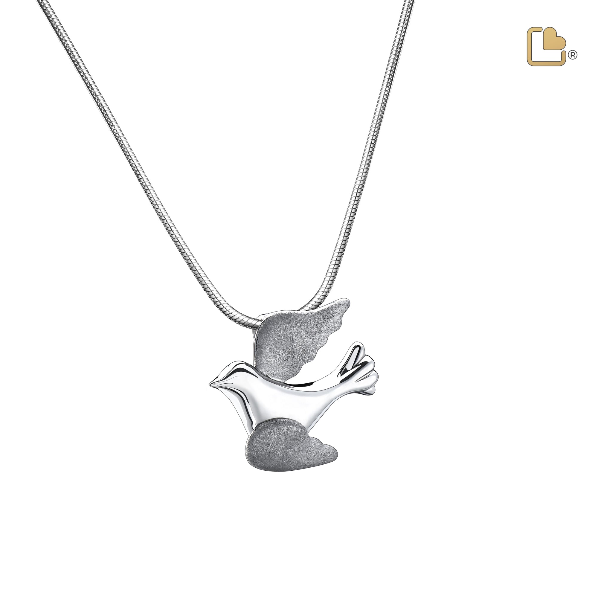 PD1190   FlyingDove Ashes Pendant Pol & Bru Silver