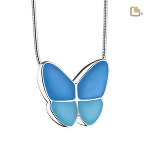 PD1201   Wings of Hope Ashes Pendant Pearl Blue & Pol Silver