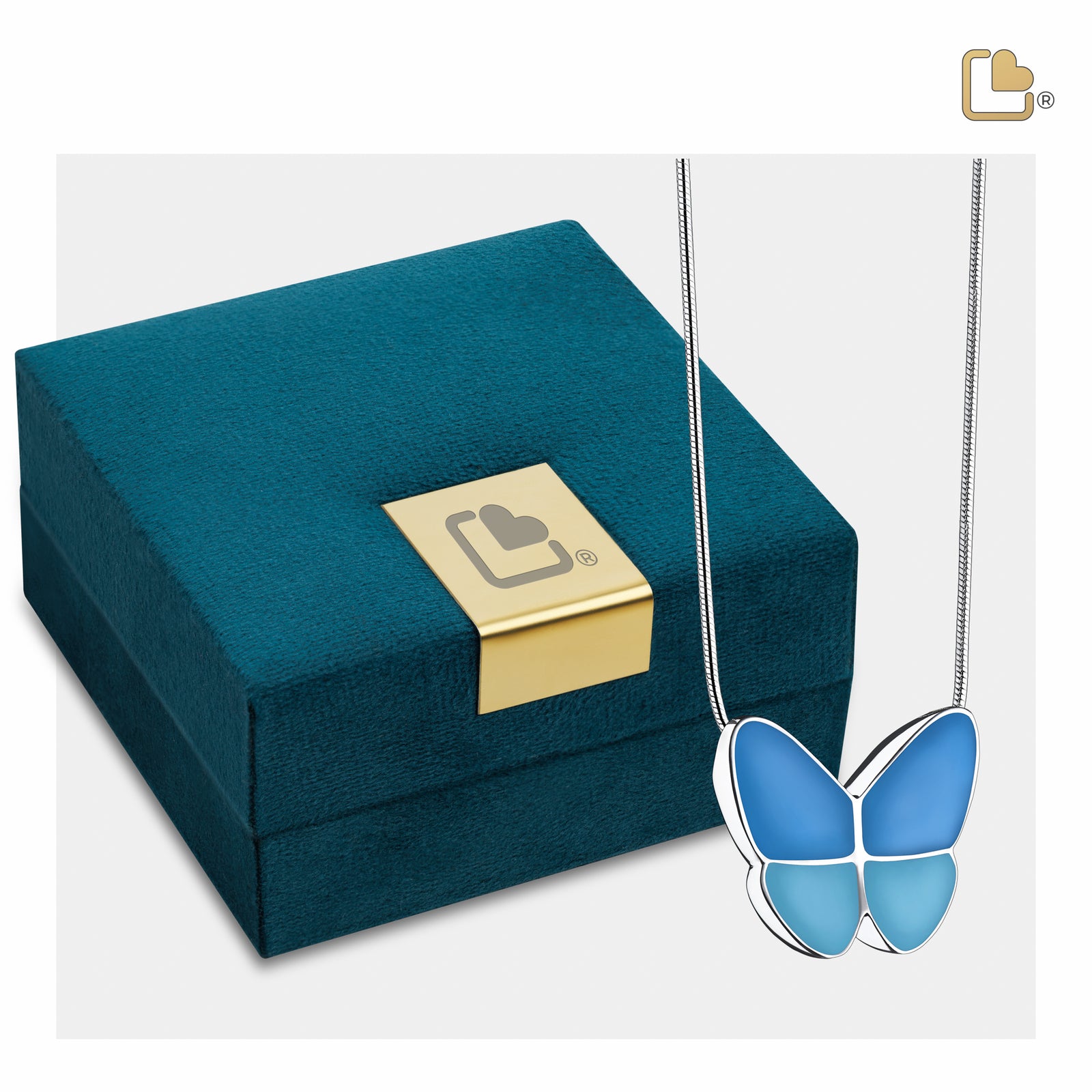 PD1201   Wings of Hope Ashes Pendant Pearl Blue & Pol Silver
