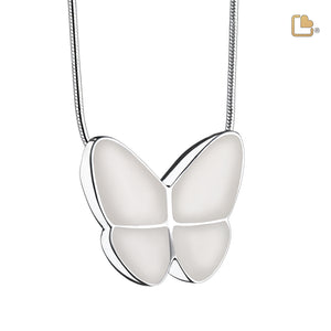 PD1202   Wings of Hope Ashes Pendant Pearl White & Pol Silver