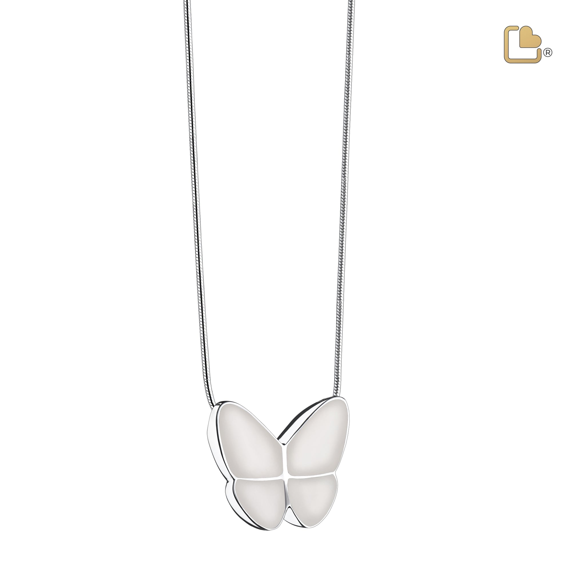 PD1202   Wings of Hope Ashes Pendant Pearl White & Pol Silver