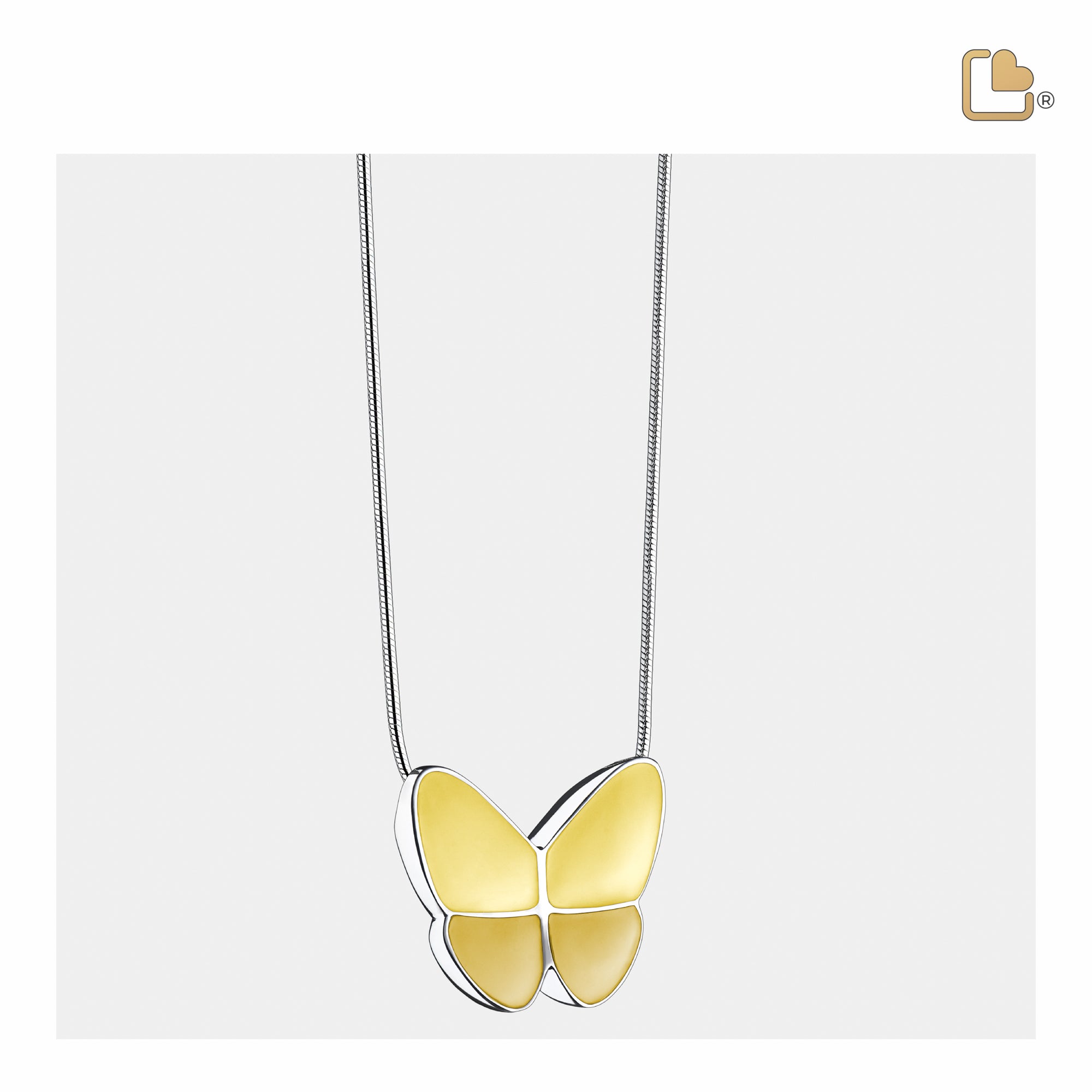 PD1203   Wings of Hope Ashes Pendant Pearl Yellow & Pol Silver