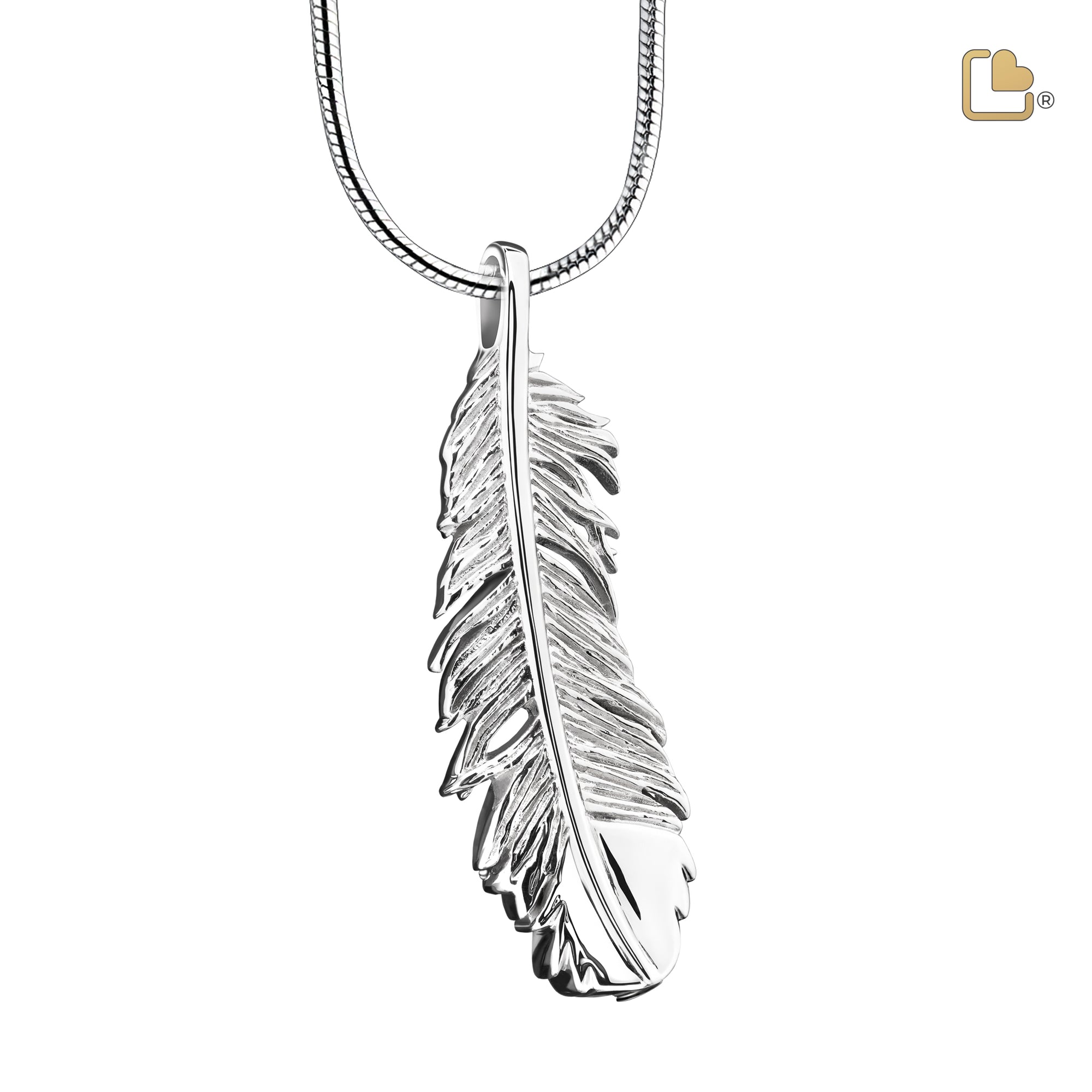 PD1220   Feather Ashes Pendant Pol Silver