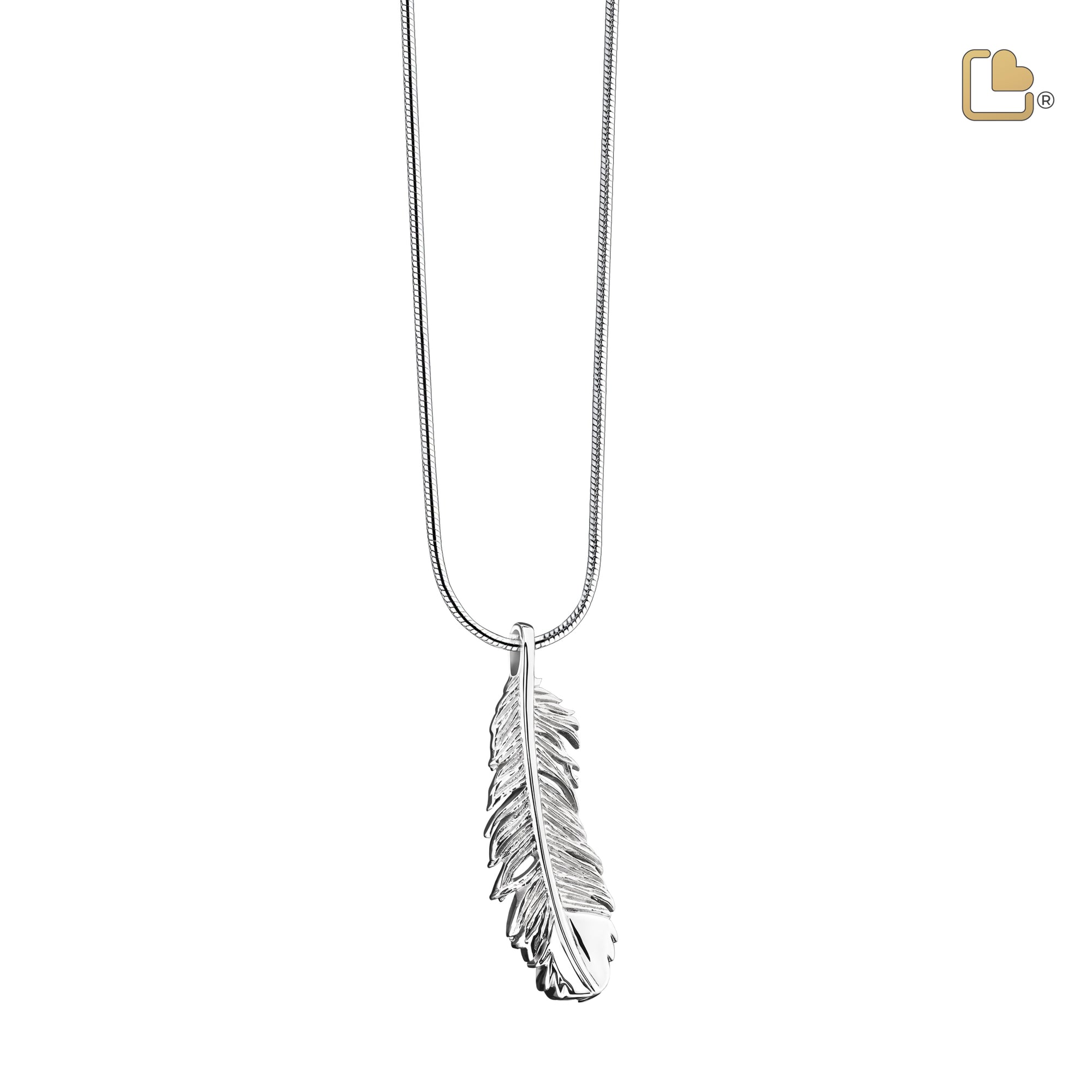 PD1220   Feather Ashes Pendant Pol Silver