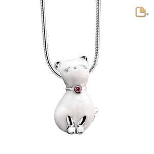 PD1260   PrincessCat Ashes Pendant Pearl White & Pol Silver w/Swarovski®